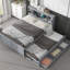 Lit plateforme pleine grandeur gris avec tête de lit, lit gigogne simple et 3 tiroirs - rangement moderne et tête de lit durable-1484066328