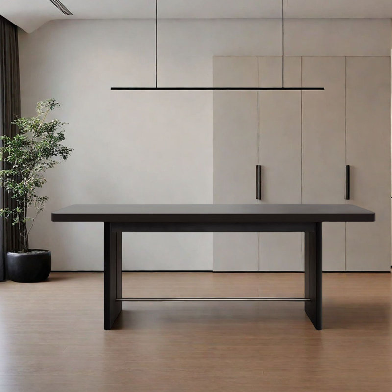 Retro Black Modern Dining Table, 29.9”H x 78.7”L x 31.5”W