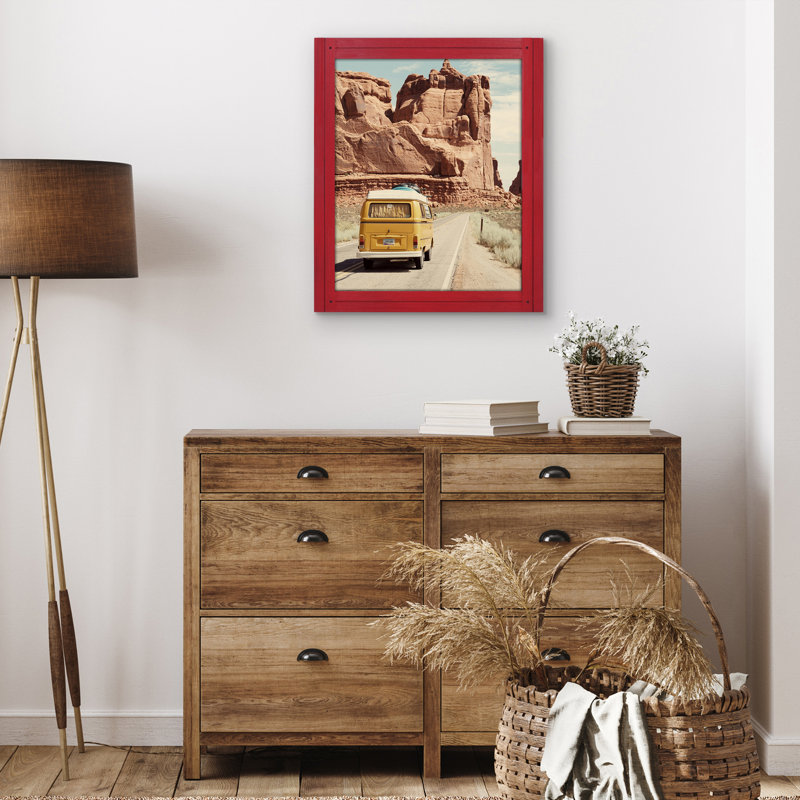 Picture Frame - Rustic Picture Frame with Textured Engineered Wood, Shatter Resistant Glass and Easel Back - Horizontal and Vertical Display
