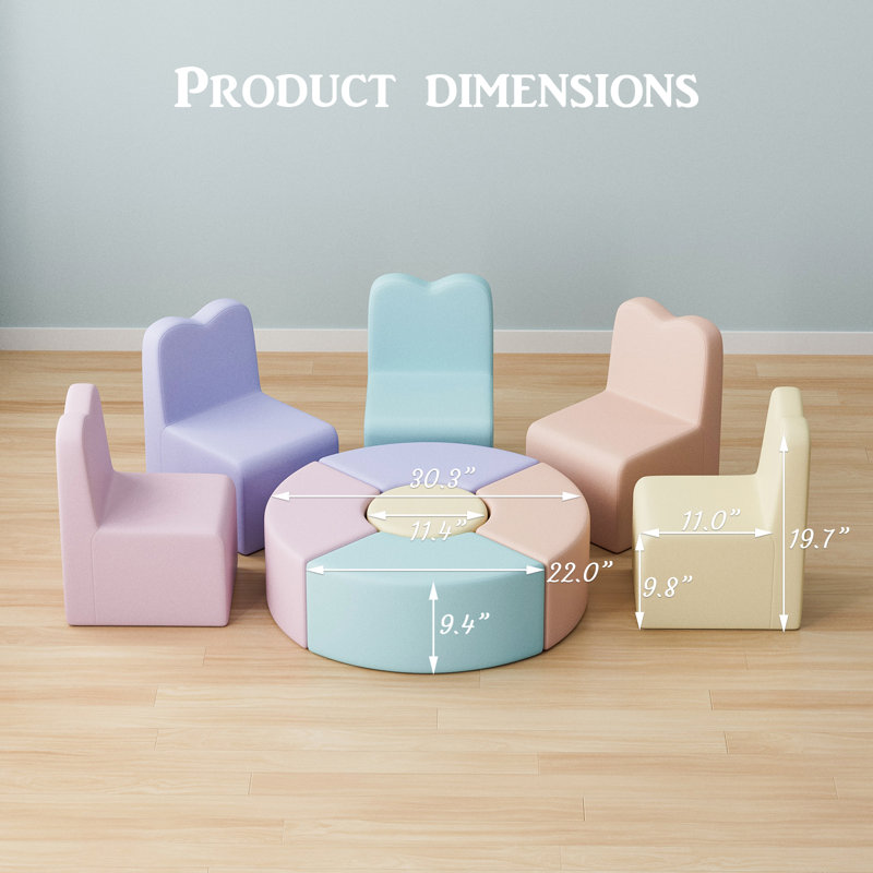 Kids Sofa Set, Daycares Chairs For Toddlers Activities, Colorful Modular Flexible Seating Set For Home Preschool Playroom, 10 Piece