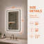 Miroir de salle de bain mural à DEL rectangulaire sans cadre l 20 po x H 30 po Currin-2030595413