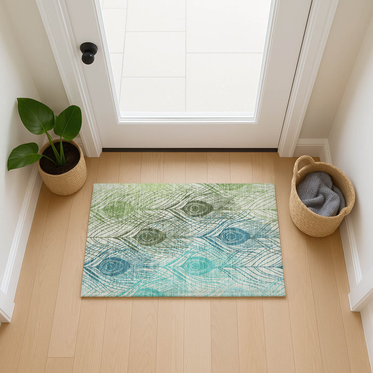 Machine Washable Indoor/Outdoor Houtz ACN2273 Floral Rug