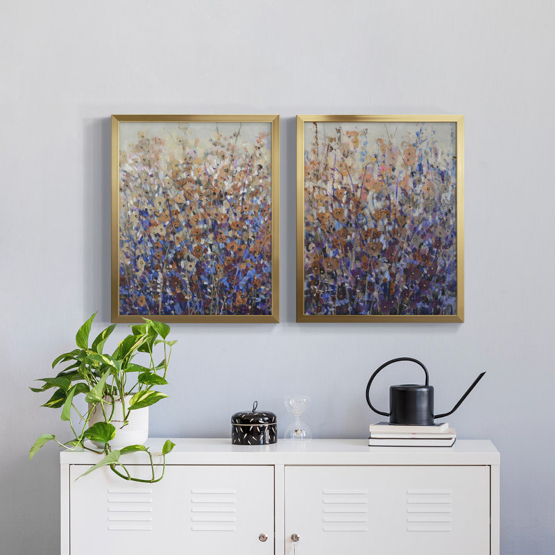 Fall Wildflowers I, toile encadrée de qualité supérieure - prête à être accrochée, Papier avec cadre doré