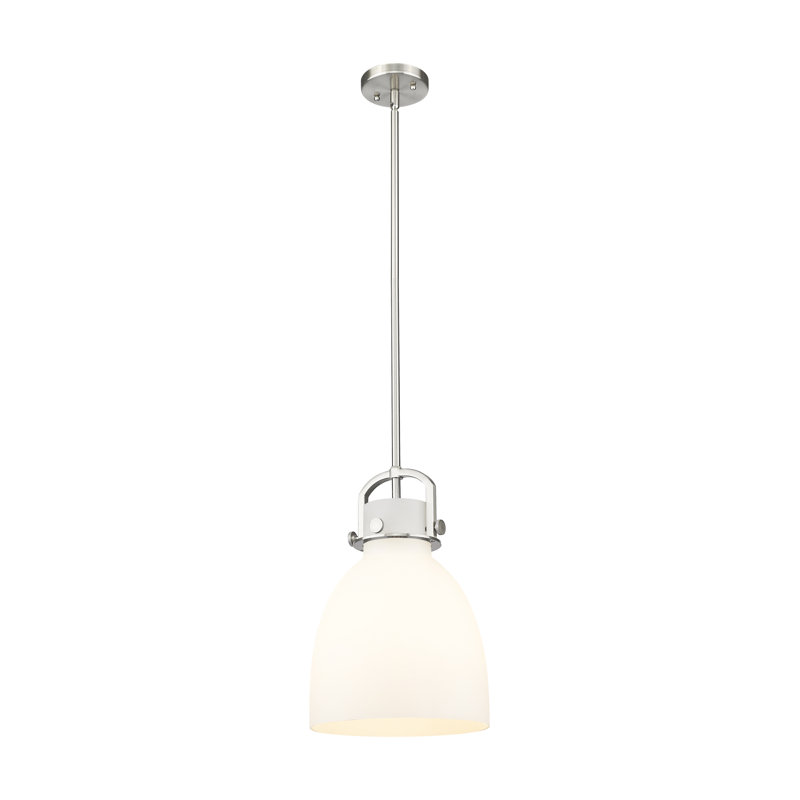 Luminaire suspendu 1 lumière Badillo, Blanc mat, Nickel satiné, H 14,75 po x l 10 po x P 10 po