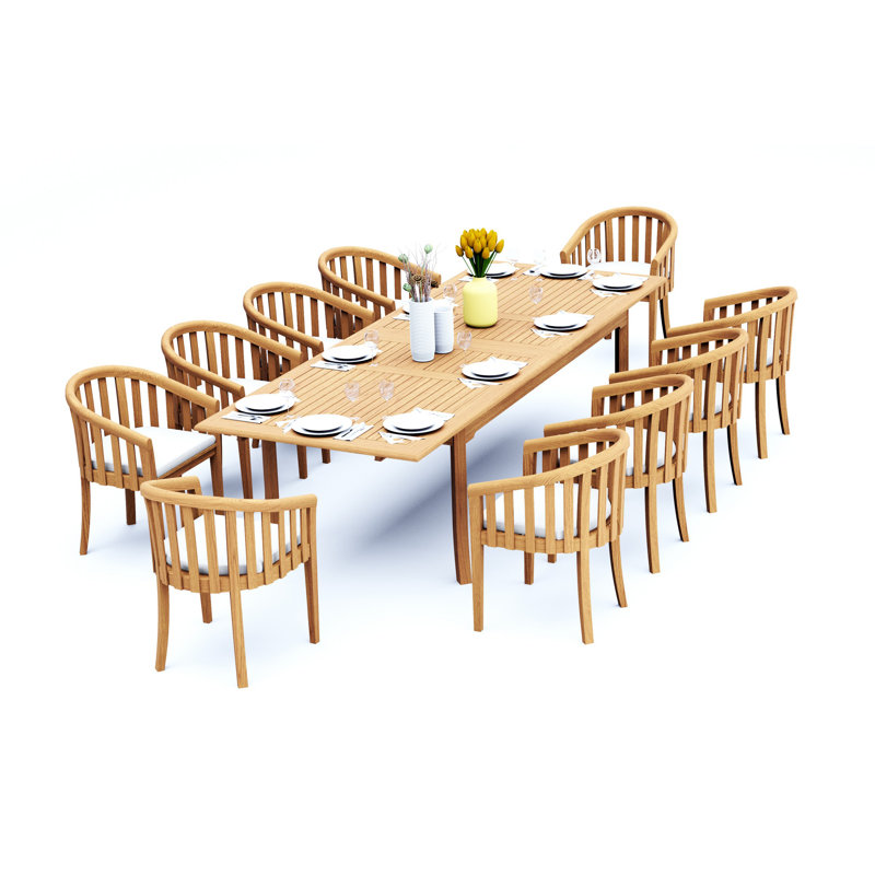 Lenong Outdoor - Piece Teak Dining Set, 10