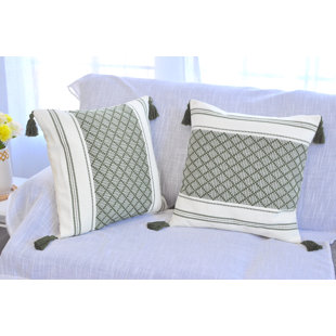 Woven Pillow Covers With Tassels, Geometric Pattern Pillowcases For Outdoor / Indoor (Set of 2) (Set of 2)