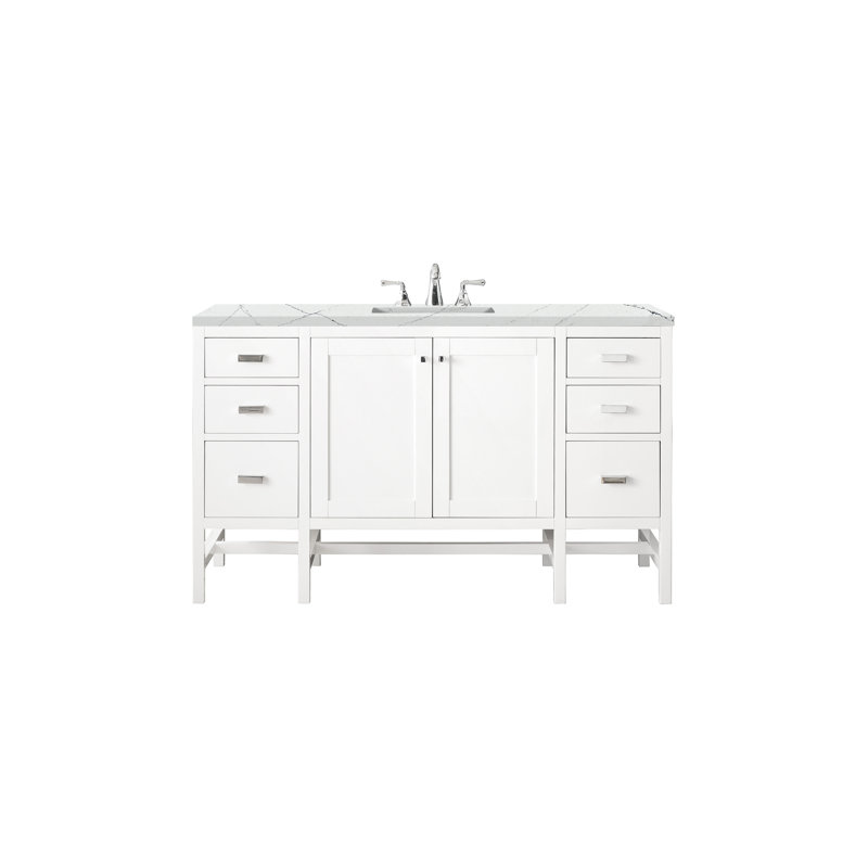Addison 60'' W Single Vanity, Glossy White, Ethereal Noctis, 8" Widespread