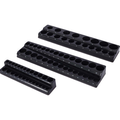Ensemble de 3 organisateurs de douilles magnétiques métriques, organisateurs de douilles pour boîtes à outils, organisateur de douille, support de douille magnétique, organisateur de boîte à outils noir, 3 ensembles, noir, métrique