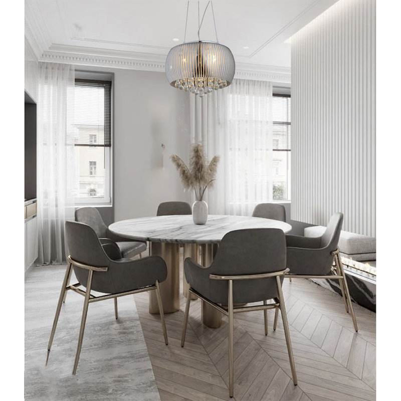 6-Light Chrome Chandelier With Clear Crystal Accents