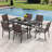 Suoa Patio 7-Piece Wicker Iron Dining Set with 1.57'' Umbrella Hole, Black-302682091-302682090