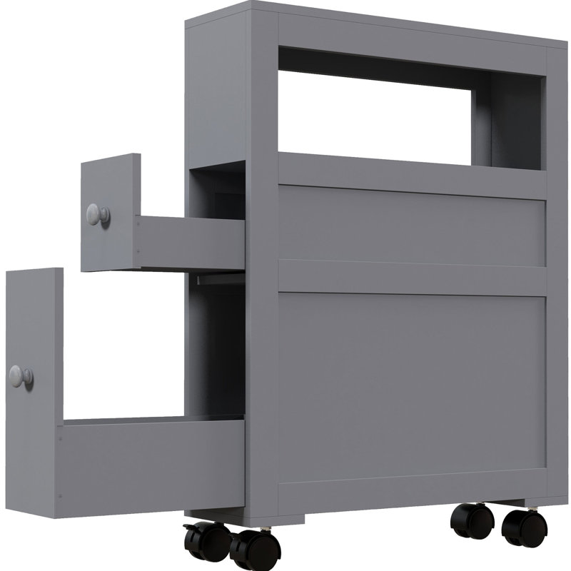 Armoire roulante grise pour la salle de bain avec roulettes verrouillables et roulantes 20,5 po