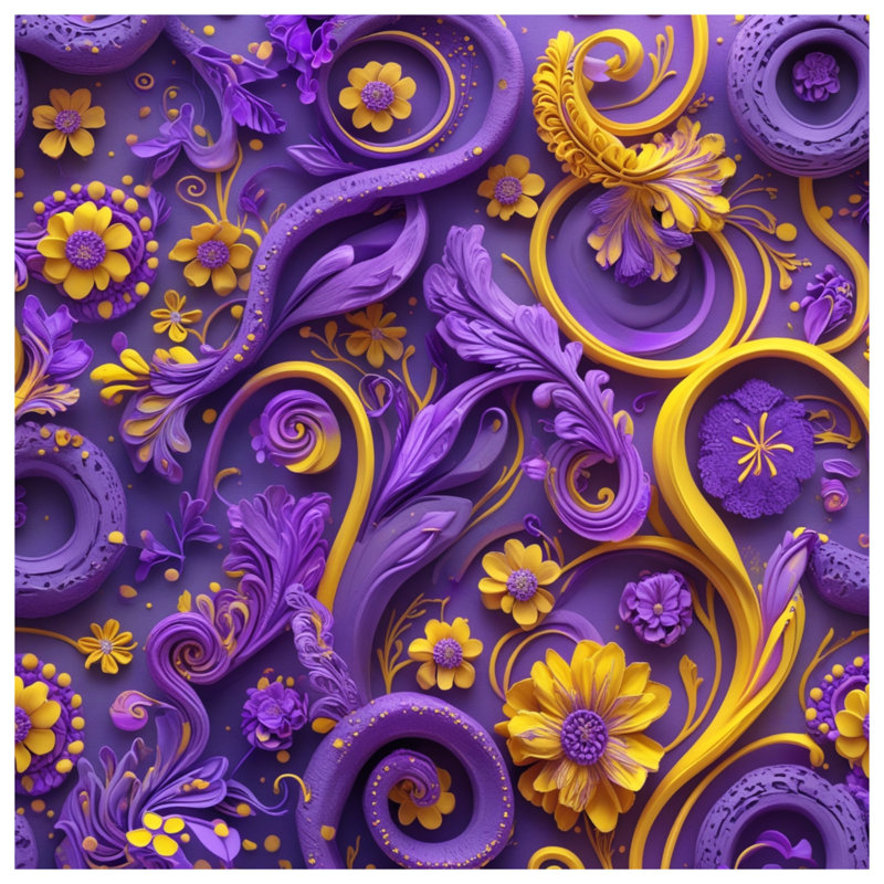 Purple Yellow Swirls Shower Curtains Extra Long, 70in W x 93in H