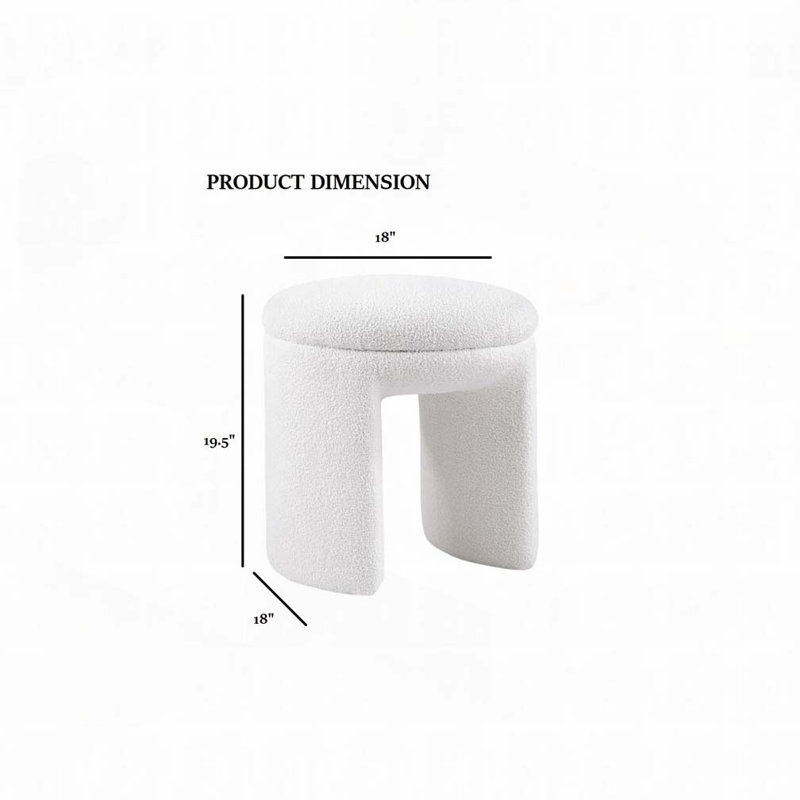 Tabouret d'appoint Teddy, Blanc