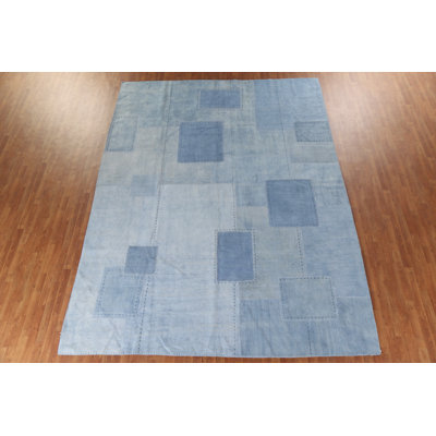 Tapis turc à motif géométrique bleu 10 x 13