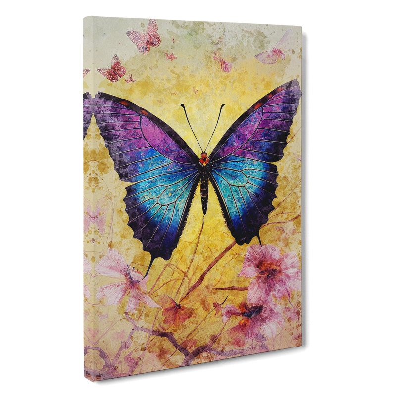 Butterfly In Watercolour No.1 - Painting, Wrapped Canvas, 50cm H x 35cm W x 3cm D, No Matte