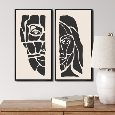 «Abstract Minimalist Woman Portrait IV», ensemble de 2 peintures