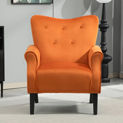 upholstery modern armchair with wood legs and wing back