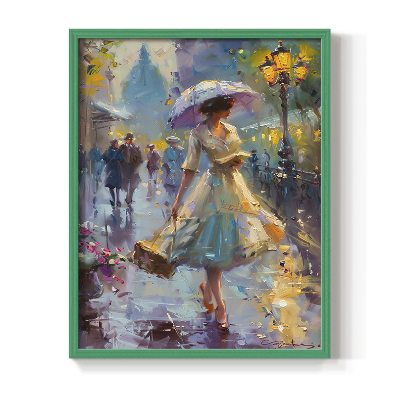 Reproduction encadrée «WOMEN Series Dccxxxii» - bois massif, Vert, H 30 po x l 24 po