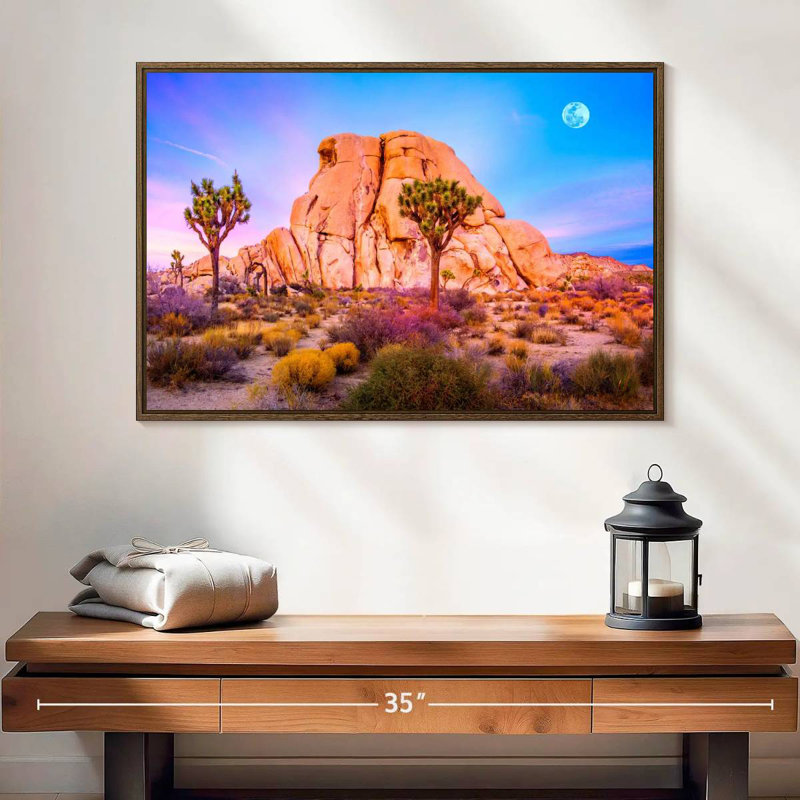 Joshua Tree National Park, 25 po x 17 po, Cadre flottant noyer