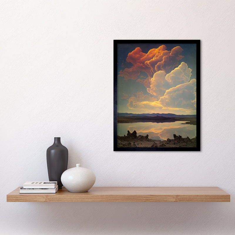 Lindwood Vintage Style Atmospheric Cloud Reflections In Lake - Single Picture Frame Print