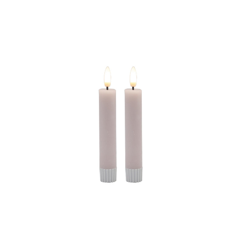 2 Pc  Sm Champagne Taper Flameless Candle, Pink