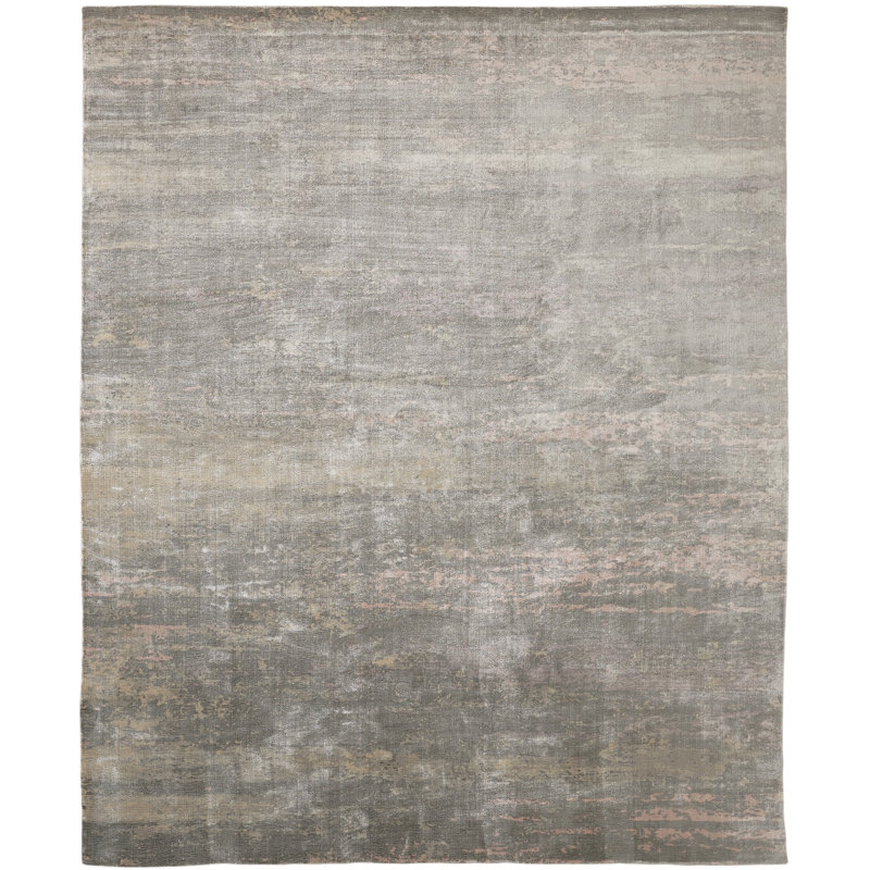 Tapis gris crocheté à la main Dunsmuir, Rectangle 2 pi x 3 pi