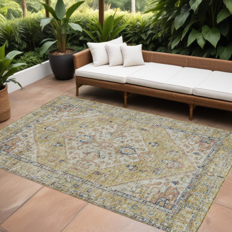 Tapis extérieur lavable 10 pi x 14 pi en terre cuite et noir oriental