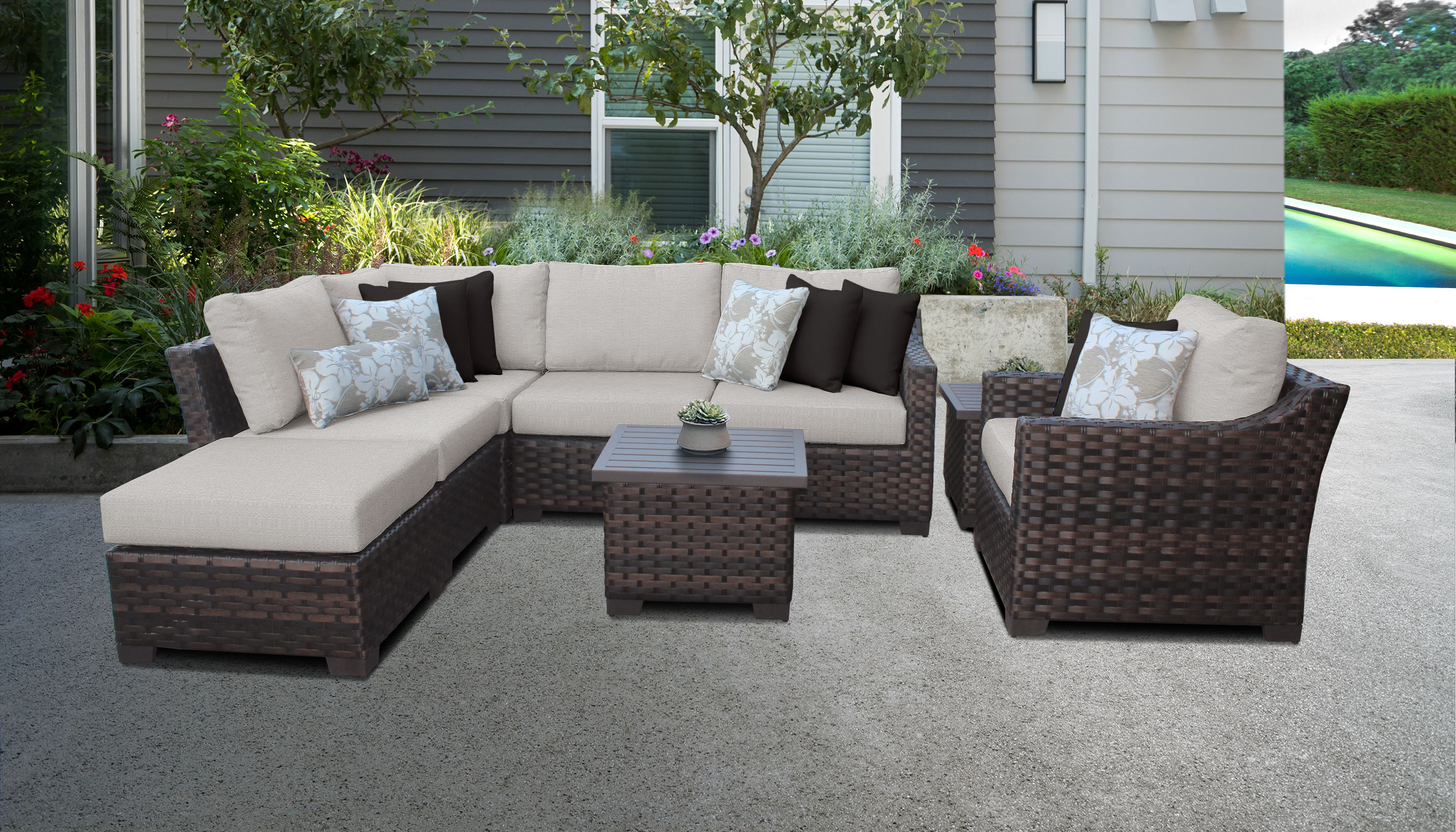 Lark Manor Aelwen 8 Piece Rattan Sectional Seating Group with Cushions & Reviews Wayfair Canada