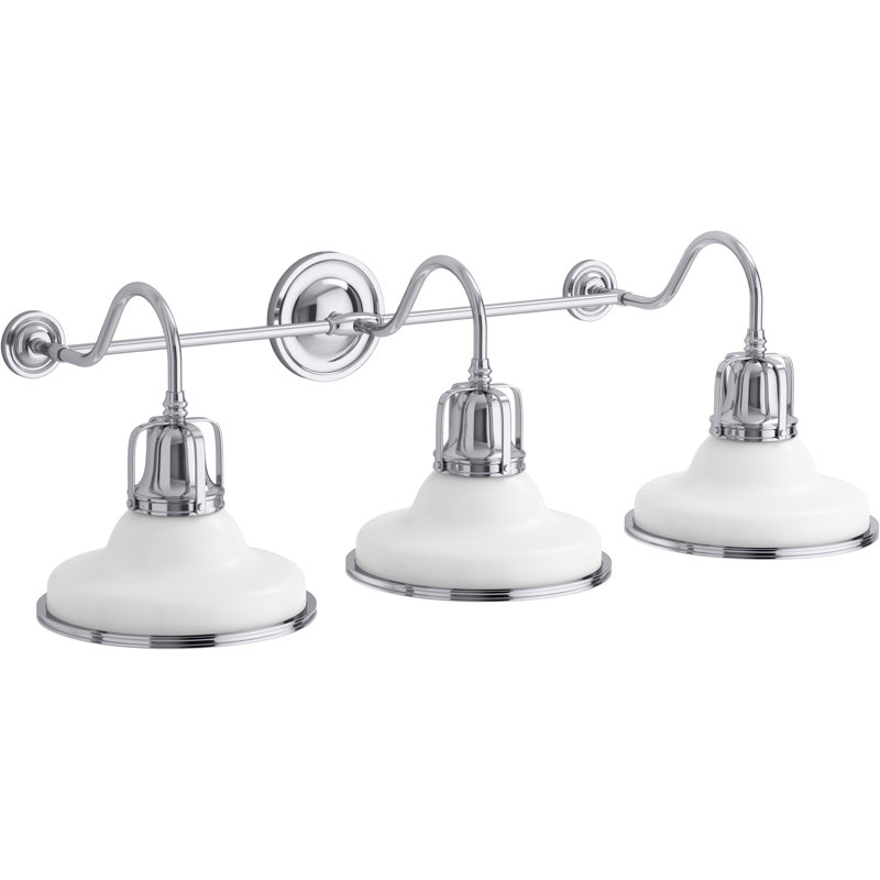 Hauksbee 3 -  Light Armed Sconce, Brass, White