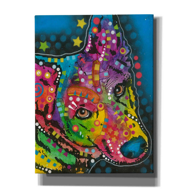 «Herding Dog» par Dean Russo, art mural sur toile, H 16 po x l 12 po x P 0,75 po