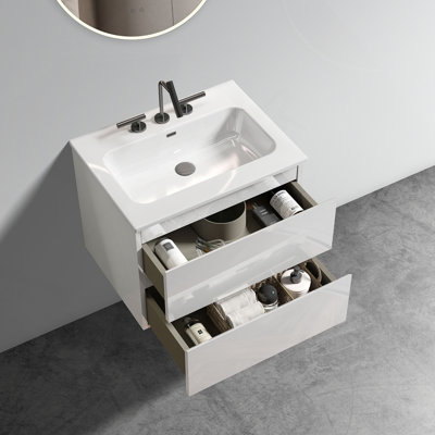 Meuble-lavabo mural 24 po avec lavabo en céramique