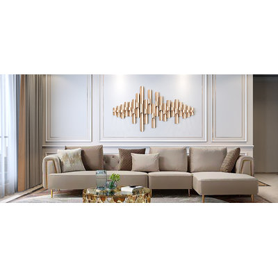 Stoltenberg 141" Wide Velvet Sofa & Chaise by Everly Quinn