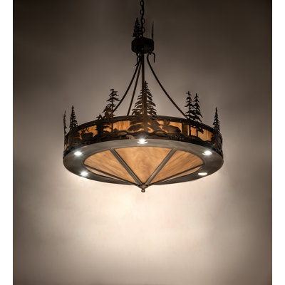 40" Wide Wildlife At Dusk Inverted Pendant