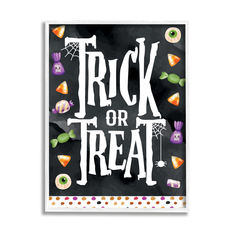 «Trick Or Traite Halloween Candy» encadré sur bois par ND Art, impression, H 20 po x l 16 po