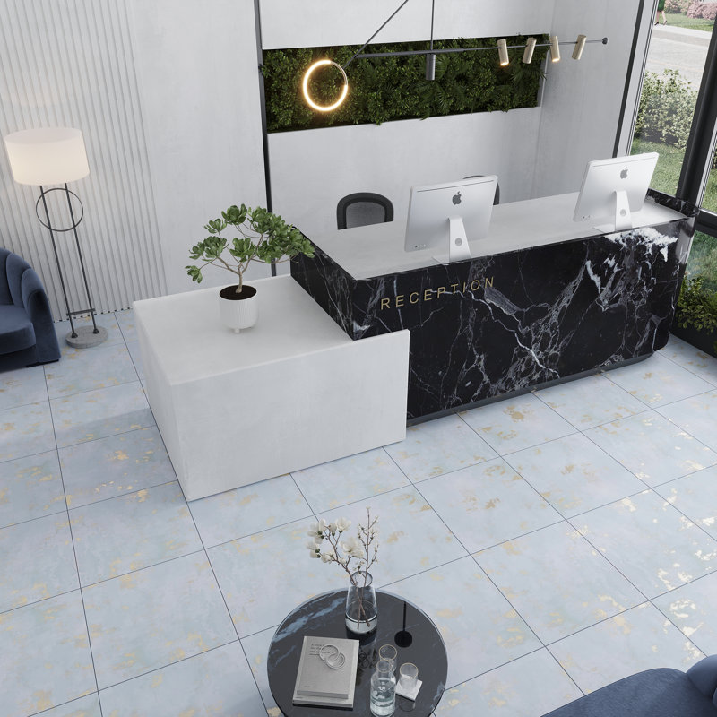 Aureate 23" x 23" Porcelain Marble Look Wall & Floor Tile, Blue