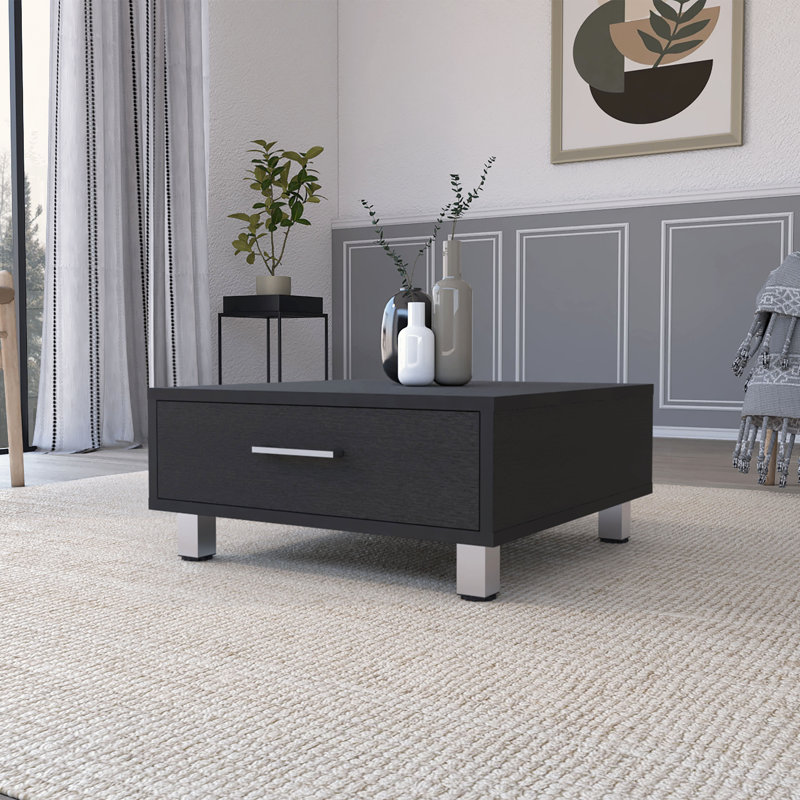 Table basse avec tiroir et design moderne Ariel, Wengé noir