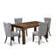 Ensemble de table de cuisine 5 pièces comprenant une table de salle à manger rectangulaire en bois rustique et 4 chaises, Jacobean patiné-1895064625
