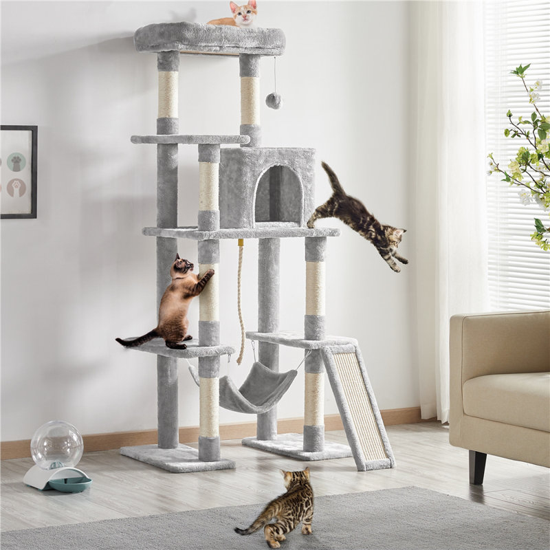 color Large Multi-Purpose Cat Tower, Light Grey