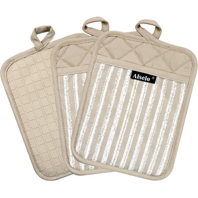 Silicone Pot Holders Set Of 3, Heat Resistant Non-slip Hot Pads, Khaki