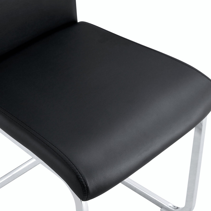 Chaise en porte-à-faux en cuir Ilynn, Noir