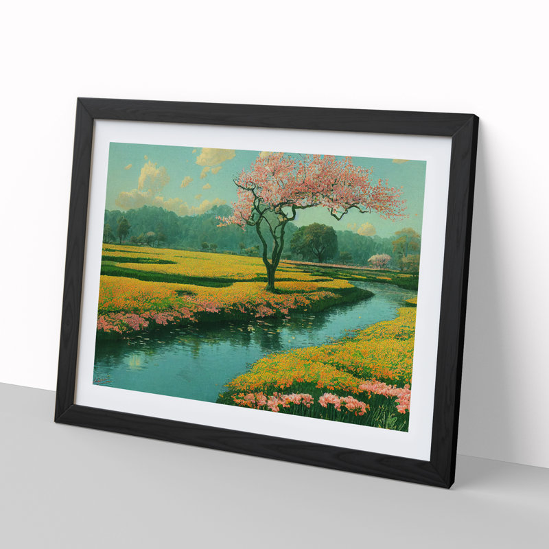 Impressive Forest Stream - Single Picture Frame Painting, Black, 46cm H x 64cm W x 2cm D