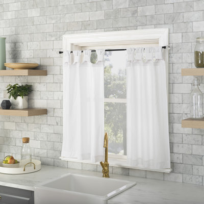 Archaeo Sarro Washed Cotton Semi-Sheer Tab Top Kitchen Curtain Tier Pair