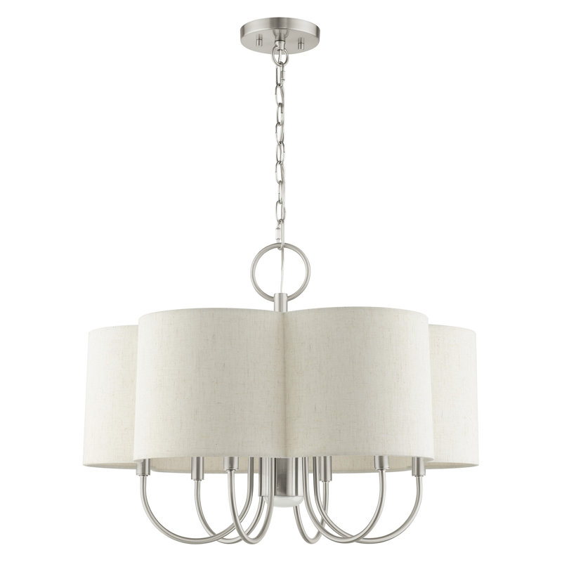 Lustre géométrique à 7 lumières avec abat-jour Orting, Nickel brossé
