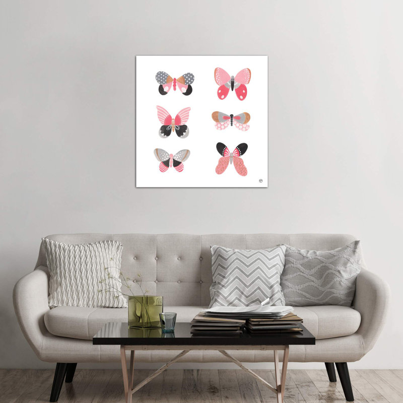 6 papillons art, Toile tendue, H 12 po x l 12 po x P 0,75 po