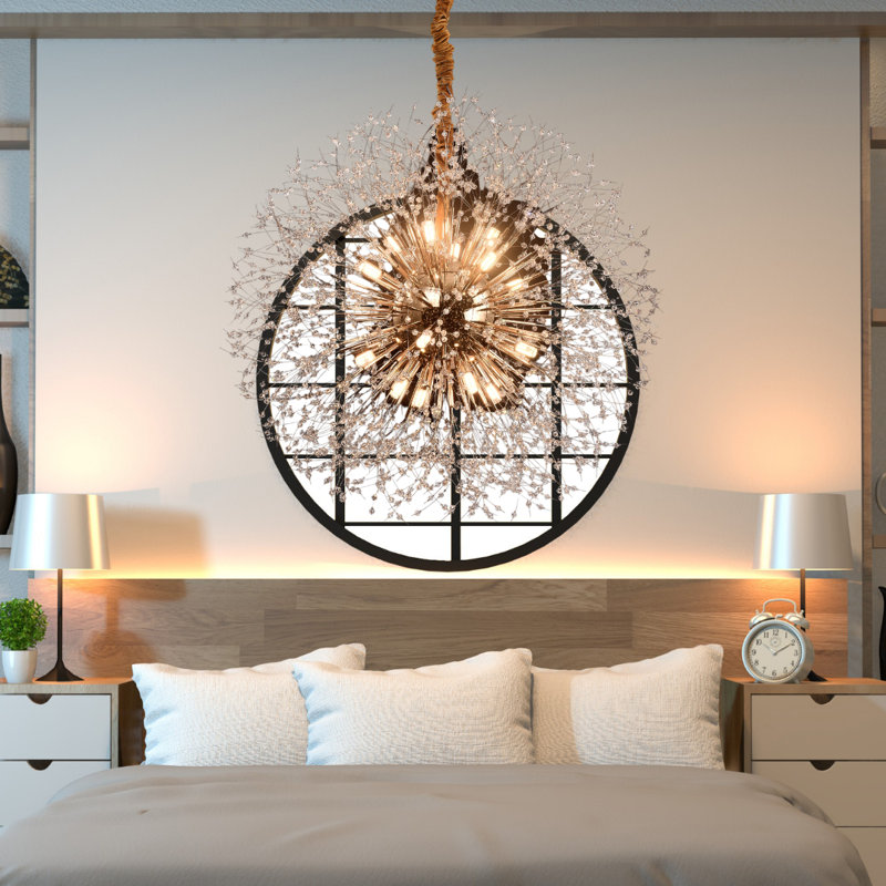 Perrion 16 - Light Dimmable Globe Chandelier, Gold, 68" H x 32" W x 32" D