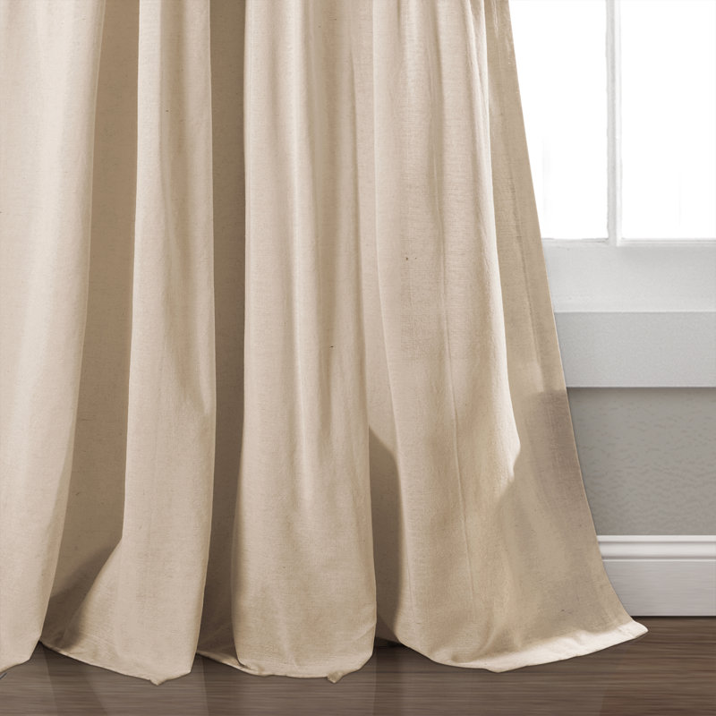 Cotton Blend Semi Sheer Curtain Single Panel, Dark Linen