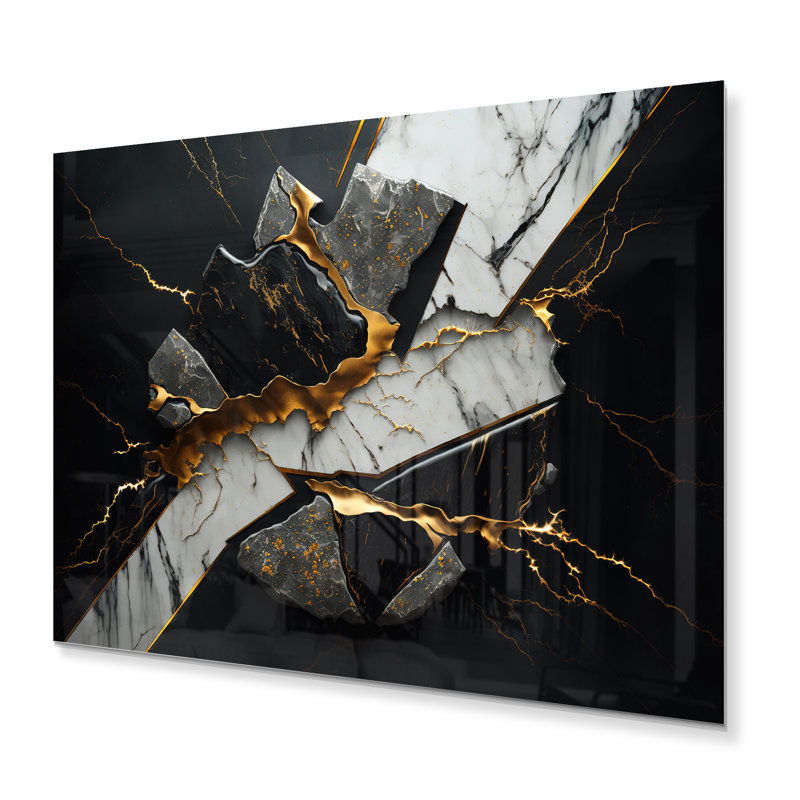 Décoration murale abstraite en métal abstrait Geode Black III - Marble, H 24 po x l 32 po