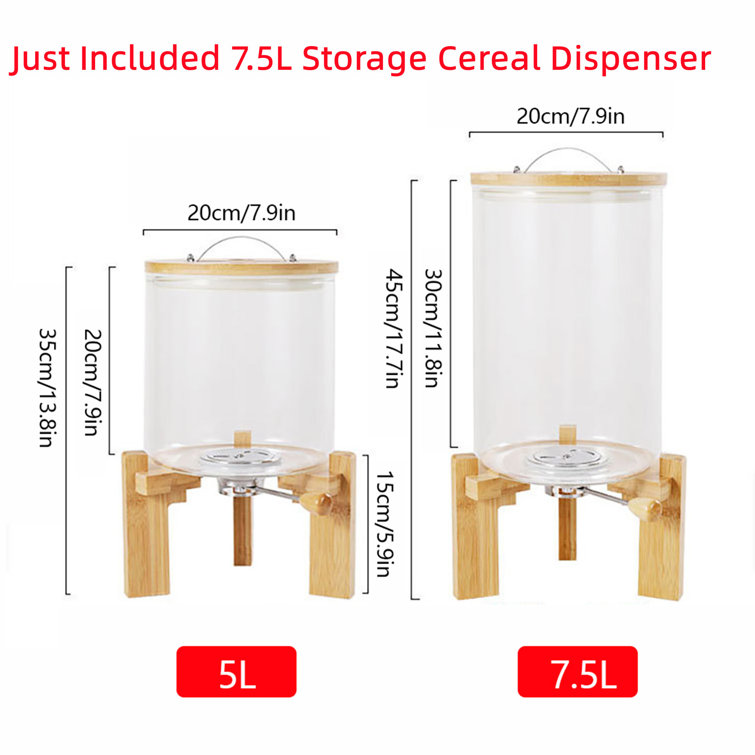 Glass Kitchen Storage Dry Food Dispenser Rice Cereal Canister - 7.5L - White