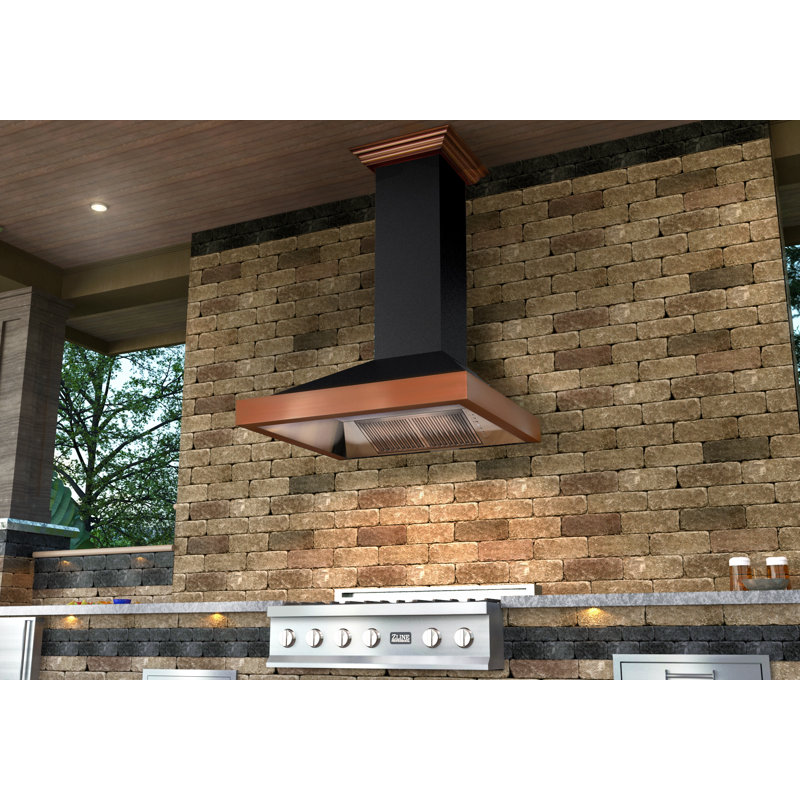 30" 400 CFM Ducted Wall Mount Range Hood, Hand-Hammered Copper, 30" W