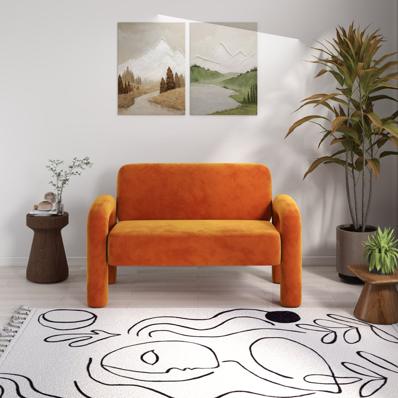 Causeuse en velours 2 places Iryanna, Orange